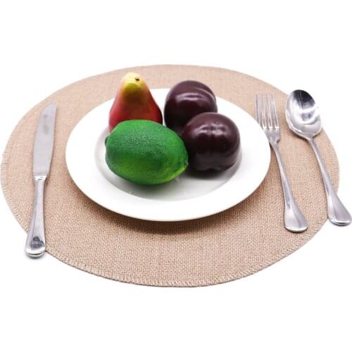 1pcs Round Weave Burlap Placemat Table Mats Dining Napkin Pads Non-Slip Heat Resistant Coaster Cushion Kitchen Party Decors