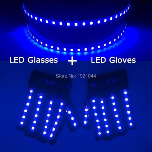 1pcs LED Glasses + 1pair LED Gloves 6 Colors Available New Product Set Glow Dance Party Costume Decoration LED Laser Props