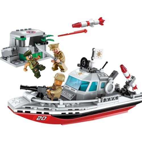 235PCS Enlightenment Building Blocks 1720 Military Series Battleship Coastline Battle Boy Assembling and Inserting Toy Gift