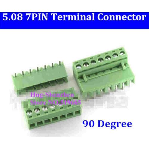 5.08 5.08mm 7pin 7-Pin Terminal plug type 300V 10A 5.08mm pitch connector pcb screw terminal block 90 degree