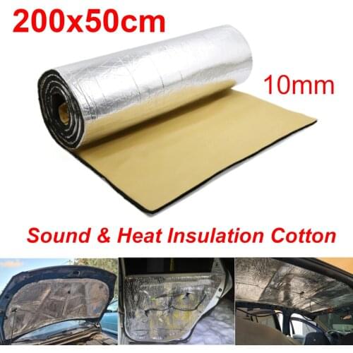 50x200CM 5/10/15mm Foam Cotton Car Mat Deadener Reduction Noise Proof Sound Insulation Door Trunk Engine Firewall Heat Aluminum