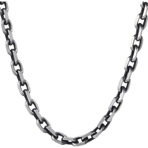 Trendsmax Cut Cable Link Necklace Boys Mens Chain Stainless Steel Gunmetal Tone 6mm KKN498