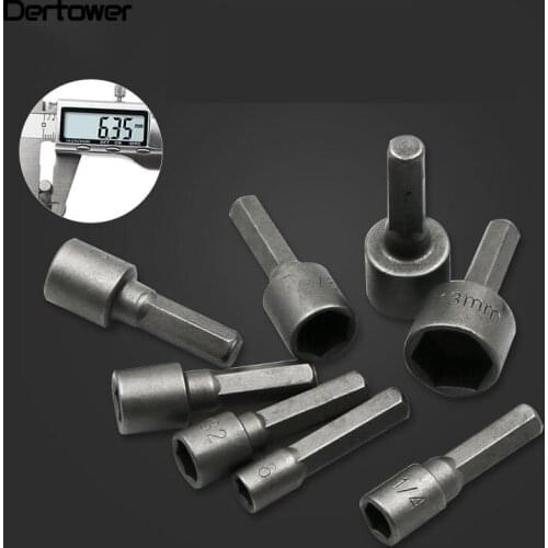 9Pcs 1/4" Hex Shank Power Nut Driver Drill Bit Metric Socket Wrench Screw 5-13mm Magnetic Nut Driver Set Socket Adapter