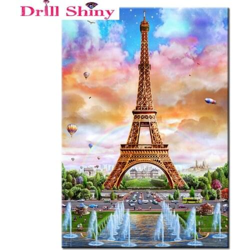 Diamond painting diy 5d city landscape tower unfinished cross stitch kit mosaic circular diamond embroidery crafts Needlework