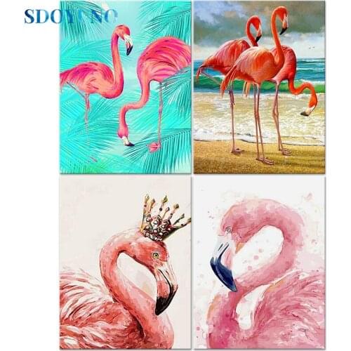SDOYUNO DZDP1779 Full Square/Round Diamond Painting Animals 5D DIY Diamond Embroidery Kits Flamingo Mosaic Pattern Home Decor