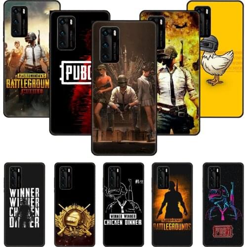 Phone Case For Huawei P20 P30 P40 P Smart Z + P10 Mate 30 10 20 Lite Pro Black Cover Shell Luxury Hoesjes 3D PUBG Battlegrounds