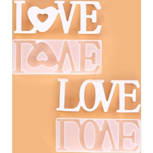 DIY LOVE Sign Crystal Epoxy Mold Handmade Pendant Crafts Letters Shape High Mirror Mould Jewelry Accessories