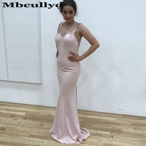 Mbcullyd Mermaid Long Prom Dresses 2020 Sexy Backless Formal Evening Dress For Women Plus Size Vestido De Festa Customize