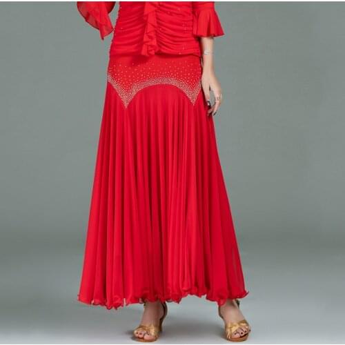 Ballroom Dance Competition Skirt For Women Stage Costume Red Waltz Dance Wear Dancer Outfit Long Skirts Designer Clothes DL7186