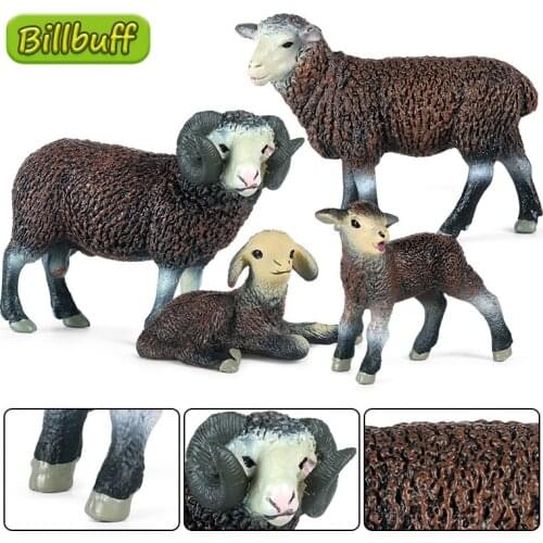 Simulation Farm Animals ​ABS Action Black Sheep Solid Model Figures Collection Deco Educational Toys for Children Ornaments Gift