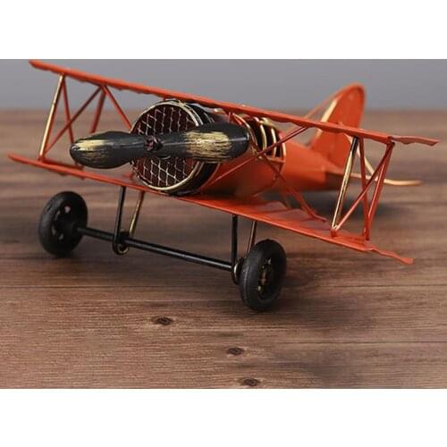 Iron Airplane Figurines Retro Metal Plane Model Vintage Home Decoration Accessories Aircraft for Kids Gifts Ornament