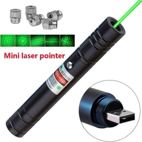 Mini green laser flashlight long range pointer USB charging portable laser flashlight outdoor camping hiking hunting laser sight