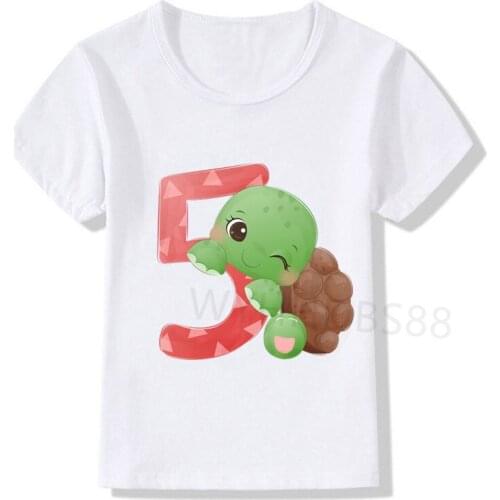 Dinosaur Birthday Shirt Number T-Shirt Birthday Children Top Tee Party Shirt Dinosaur Gift Fashion Baby Boy Clothes