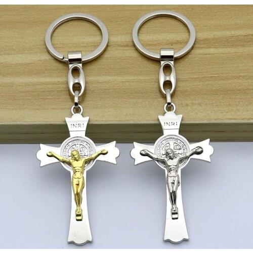 Catholic christ jesus religion Saint Benedict Saint Cross Necklace Jewelry exquisite car key chain pendant