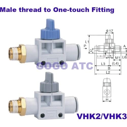 SMC type Finger Valve VHK Series VHK2 VHK3 With exhaust male thread to One-touch fitting PneumaticSwitching regulator valve