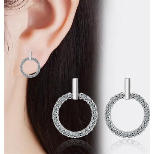 KOFSAC 2018 Hot Sale Round Female Earrings Jewelry With Full Rhinestones Geometric Design Earring For Women Wedding Engagement
