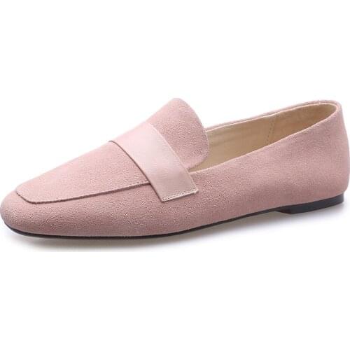 Recreational leather shoes in 2019 spring shallow mouth square single shoes