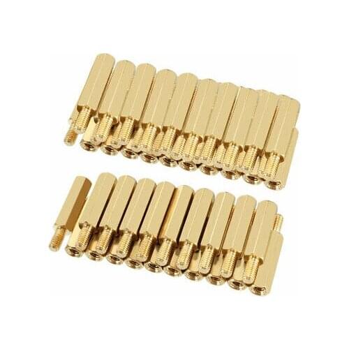 50pcs M3 16+6mm Female Male Thread Brass Hex Standoff Spacer Screws PCB Pillar