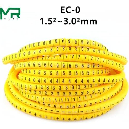 EC-0 Cable Markers Letter 0 to 9 + - X 600PCS (Each50pcs ) for wire diameter 1.5sq .mm~ 3.0 sq.mm Cable Wire Markers