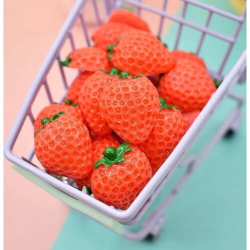 10Pcs Mini Simulation Resin Miniature Red Strawberry Accessories Play Toy Simulation Model DIY Crafts Phone Shell Patch Arts