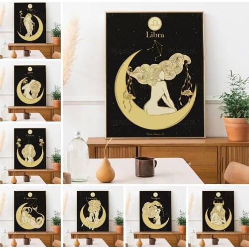 Modular Canvas HD Prints Night Black Gold Cartoon Dream Wall Art Posters Paintings Living Room Home Decor Pictures No Framework