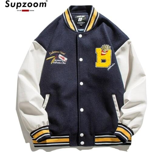 2021 New Arrival Brand Clothing Baseball Loose Casual Cotton Single Breasted Character Rib Sleeve Embroidery Bomber Jacket Men