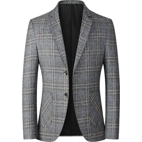 Mens Blazers Mens Spring Autumn Fashion Business Suit Jacket Coat Men Casual Non-iron Plaid Suit Slim Fit Jacket Outerwear Male