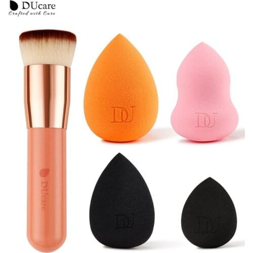 DUcare Flat Top Buffing Makeup Brushes Beauty Egg Powder Concealer Blush Foundation Face Professional Makeup Brush Set Tools