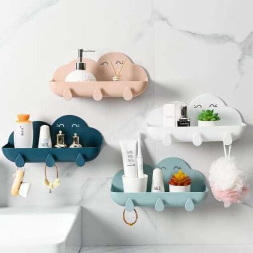 Cloud Bathroom Storage Rack Perforation-Free Bathroom Shower Shelves Toilet Wall-Mounted Multifunctional Non-Marking Paste
