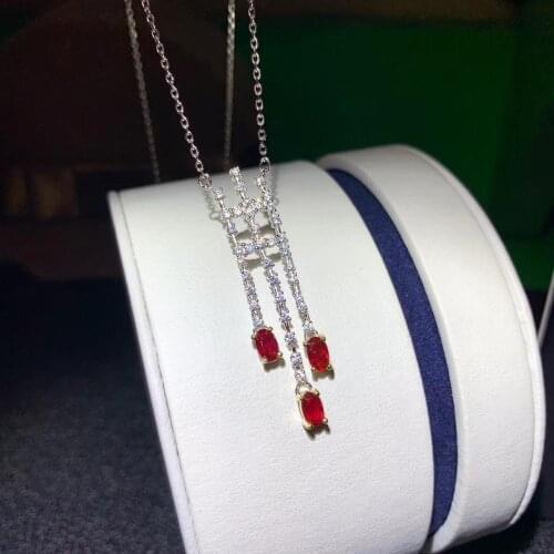 Super beautiful ruby necklace. Bright colors. Pigeon blood red, 925 pure silver. Inclusion certificate