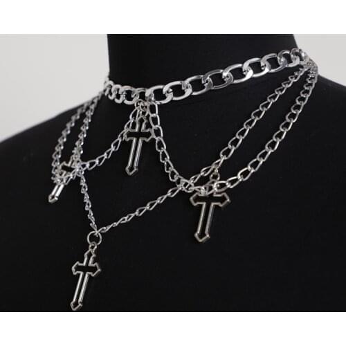 New Arrival Womens Gothic Cross Pendant Choker Chains Necklace, Hip Hop Gypsy Club Accessories Jewelry