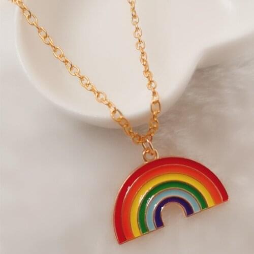 Rainbow friendship necklace fashion best friend pendant necklace gift