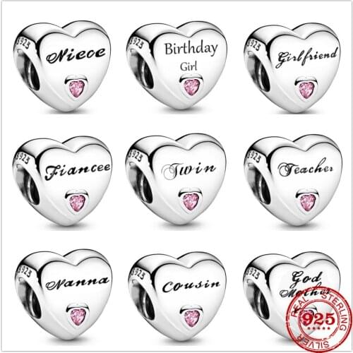 New style 925 sterling silver charm beads family member girl friend birthday fit original pandora bracelet DIY womens jewelry