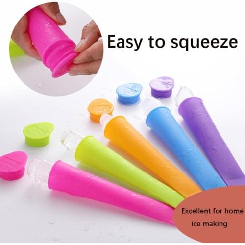 Silicone Popsicle Mold 4.4*19.5cm Children Gift Diy Ice Mold Ice Maker With Lids Tray Popsicle Mold Crushed Ice Tray
