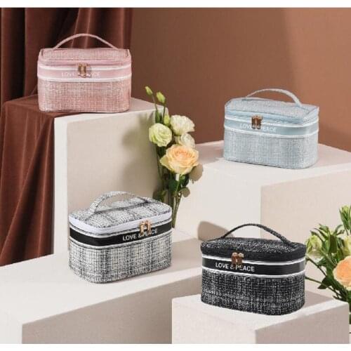 Womens Cosmetic Bag Printed Letters Zipper Fashion Portable Travel Toiletry Cosmetic Storage Bag Travel Beauty Case