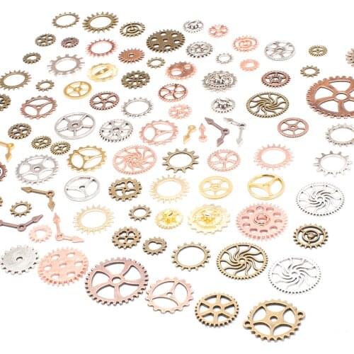 100g/lot Vintage Mixed Steam Punk Gear DIY Accessories Jewelry Making Findings Alloy Metal Mechanical Cogs Steampunk Gears