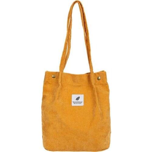 High Capacity Women Corduroy Tote Ladies Casual Shoulder Bag Foldable Reusable Shopping Beach Bag