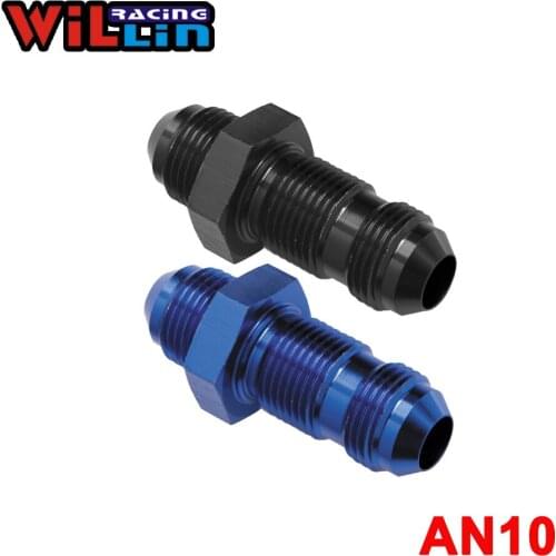 WILLIN - AN10 (10AN) Male Straight Elbow Flare Bulkhead Adptors Anodized Aluminium Fitting Oil Adapters Blue/Black WL832-10