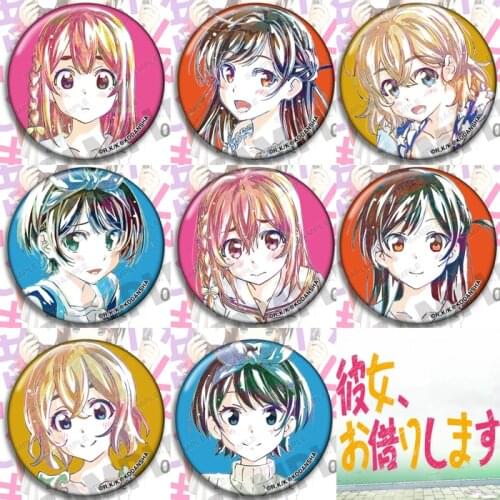 I Will Borrow Her Cosplay Badge Kanojo Okarishi Ichinose Chizuru Nanami Mami Cartoon Brooches Badges Pin For Clothes Schoolbag