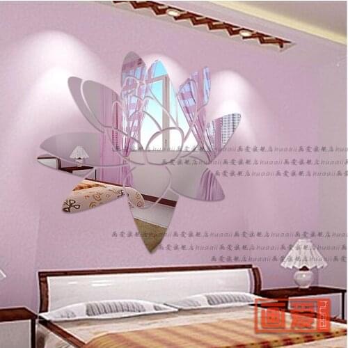 Mirror acrylic three-dimensional wall sticker romantic bedside wedding gift home wall stickers