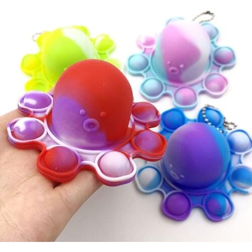 Luminous Keychain Stress Relief Squishy Pops It Fidget Toys Octopus Push Bubble Pops Fidget Sensory Toy For Autism Special