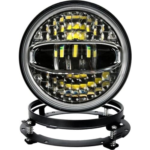 2019 New 7 Inch 108W DOT E9 Motorcycle Headlamp with Blue White angle eye Led Headlight 7inch housing bucket trim ring