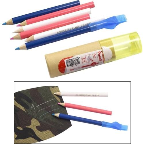 6 Pieces/Pack Sewing Fabric Pencils Tailor Pencils Mark Pencil Fabric Chalk Pencil for Home Marker Tracing Tools with Sharpener