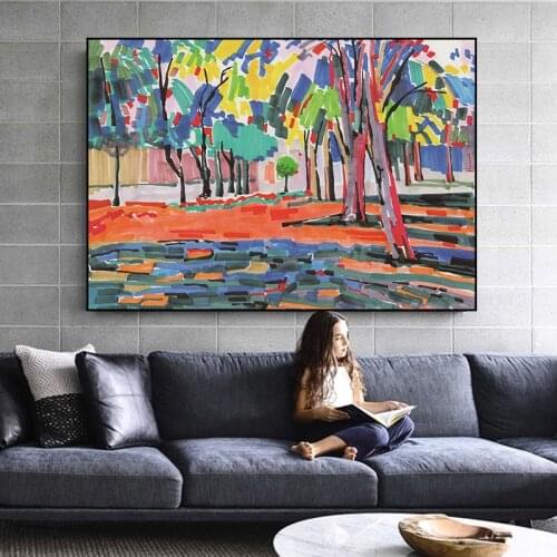 Abstract Oil Painting on Canvas Wall Art Printed Landscape Building Poster Colorful Art Modern Kids Room Home Decor Pictures