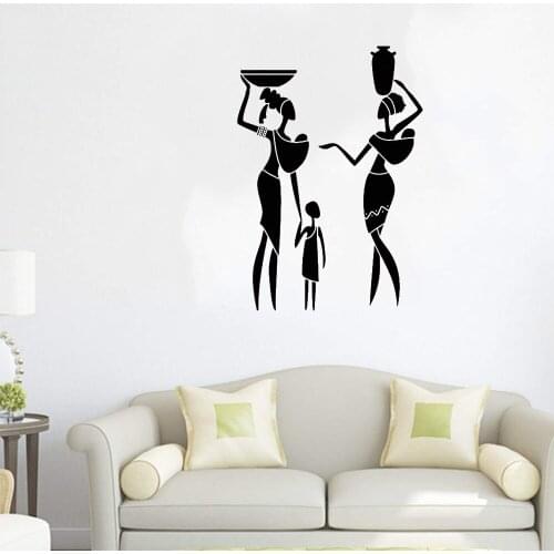 African Family Women Child Ethnic Style Wall Decal Africa Wall Stickers Revocable Vinyl Art Mural Home Decoration dw6135