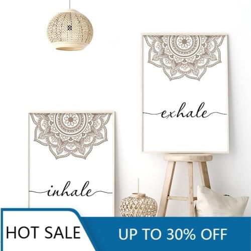 Bohemian Exhale Inhale Mandala Mindfulness Zen Wall Art Canvas Painting Poster Print Wall Decor Picture Yoga Living Home Decor