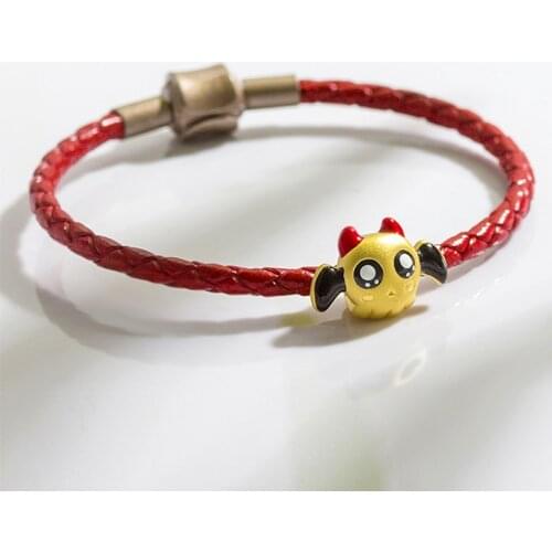 Pure 24K Yellow Gold Bracelet 3D 999 Gold Women Angel Devil Bracelet