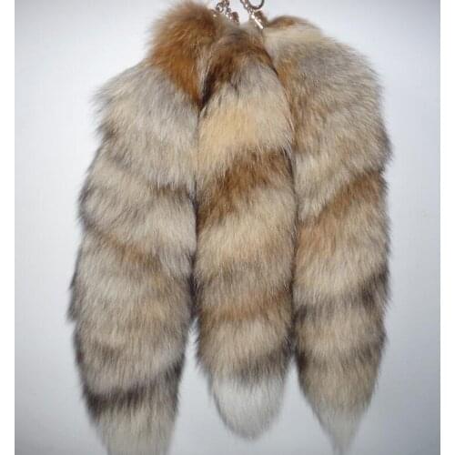 Sexy Top Quality Fox Tail Keychain Fox Fur Keychain Hot Large Wolf Tail Fur Tassel Bag Tag Black And Brown Keychain Strap Chain