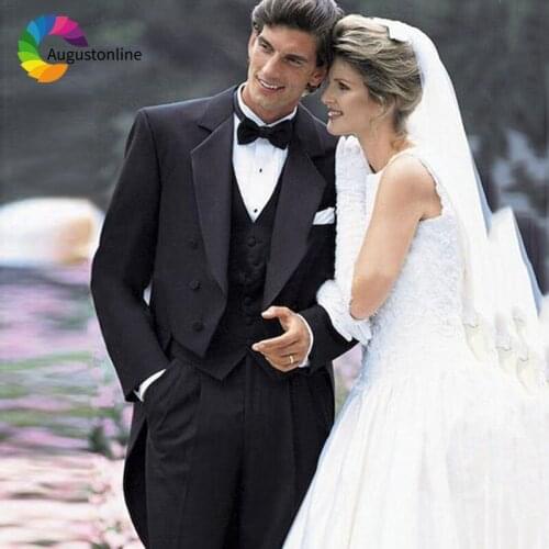 Black Men Suits For Wedding Suits Tailcoat Bridegroom Groom Slim Fit Formal Blazer Tuxedo Costumes Homme Best Man Prom 3Pieces