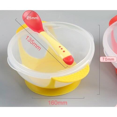 Baby Bowl Cover Spoon Dinnerware Set toddler dishes with cover spoon Drop Resistance Temperature Sensing Baby Feeding accesses